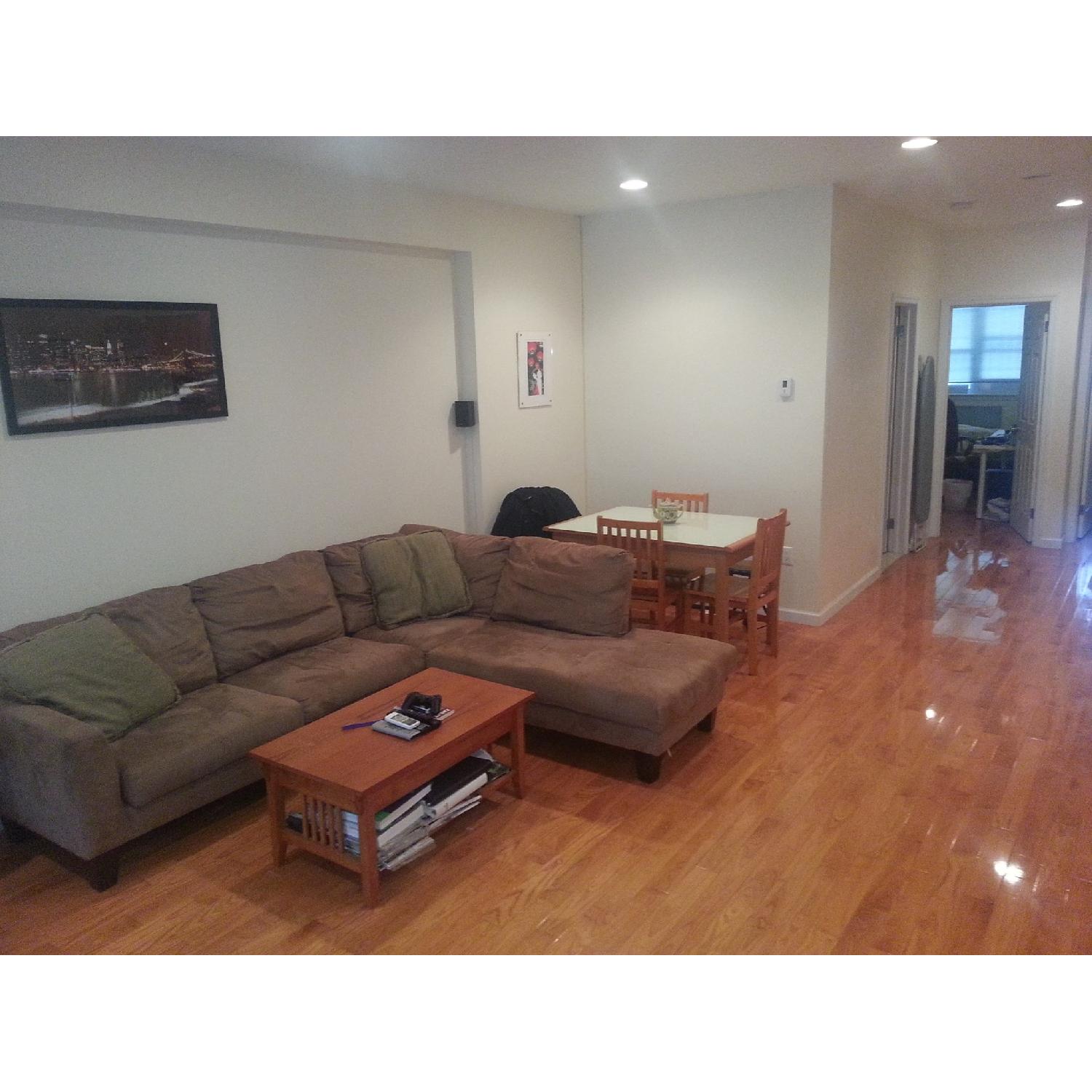 Jennifer Convertibles Microfiber L-Shaped Sofa - image-1