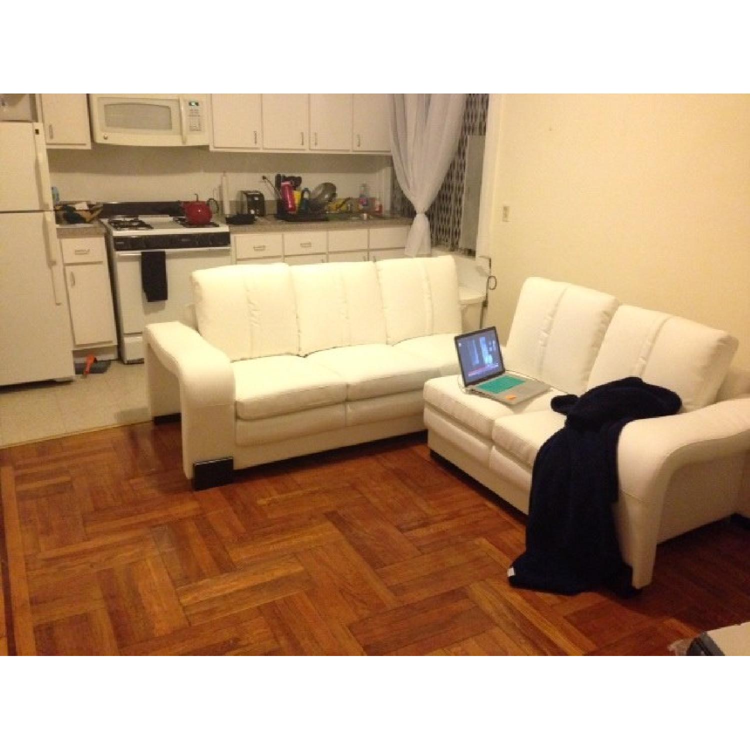 Ashley's White Leather Couch - image-1