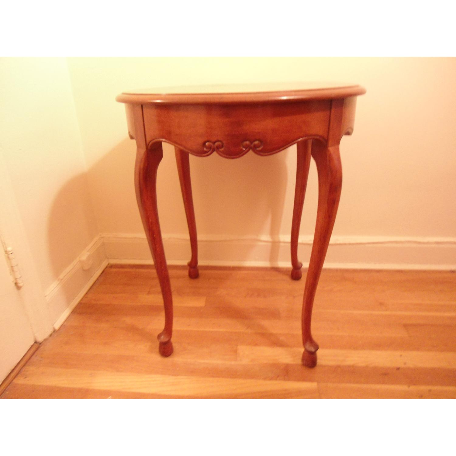 Imperial Furniture Company Queen Anne-Style Glass Top Round Side Table - image-2