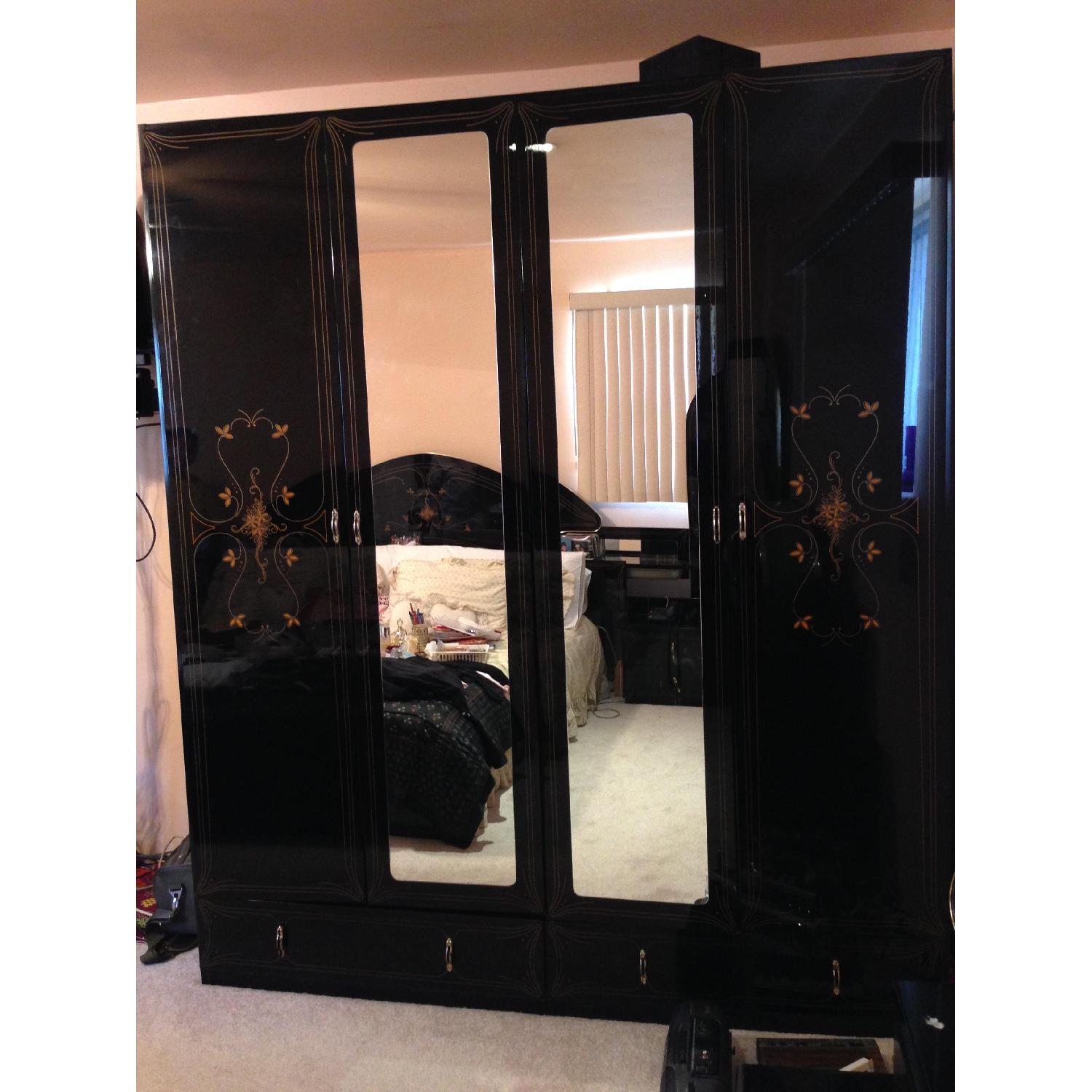 Italian Imported Black Lacquer Bedroom Set AptDeco