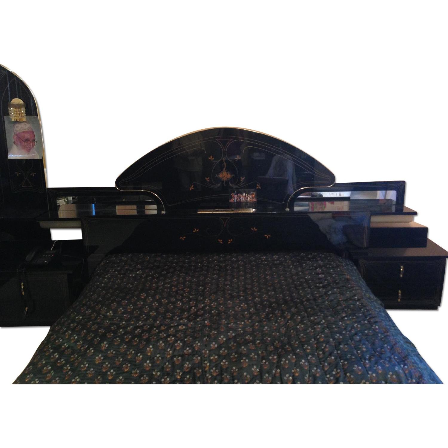 Italian Imported Black Lacquer Bedroom Set - image-6