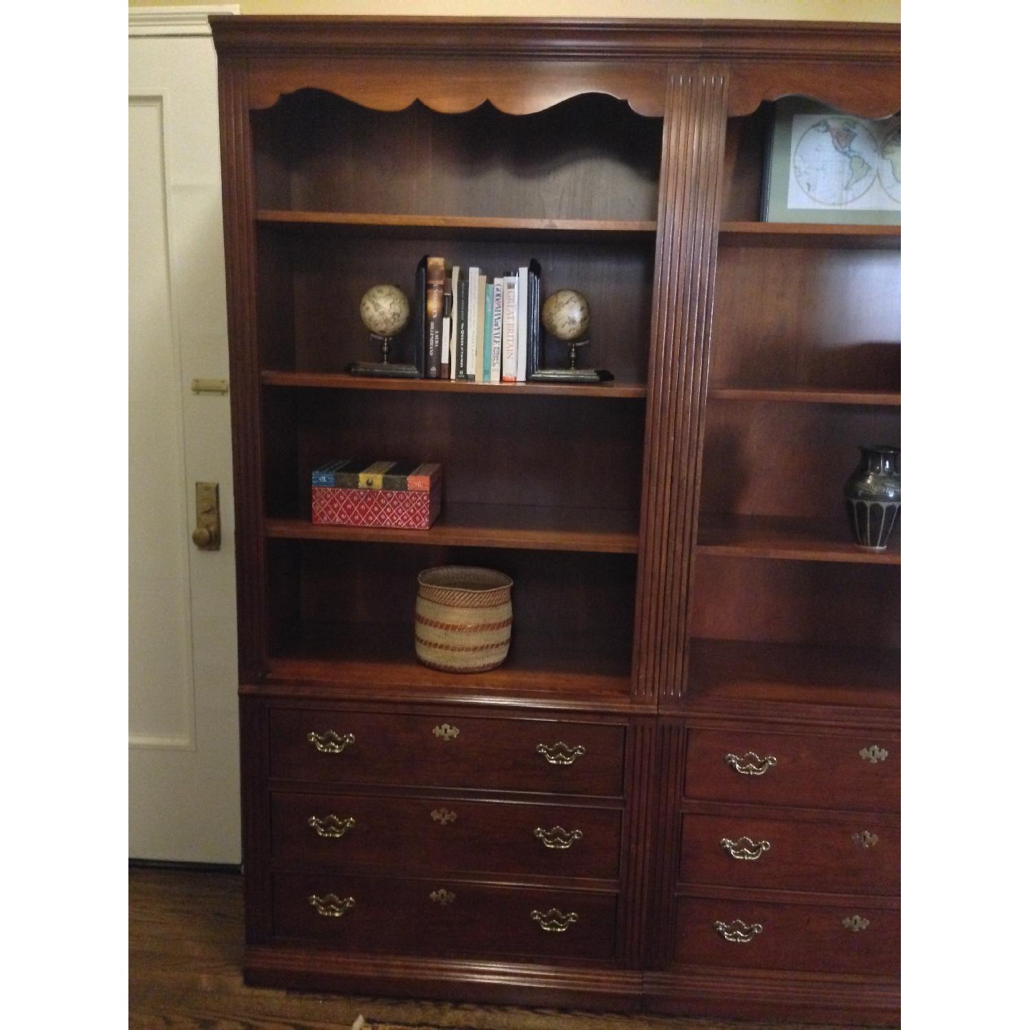 Heirloom Quality Solid Hardwood Cherry Bookshelves and Drawer Set AptDeco