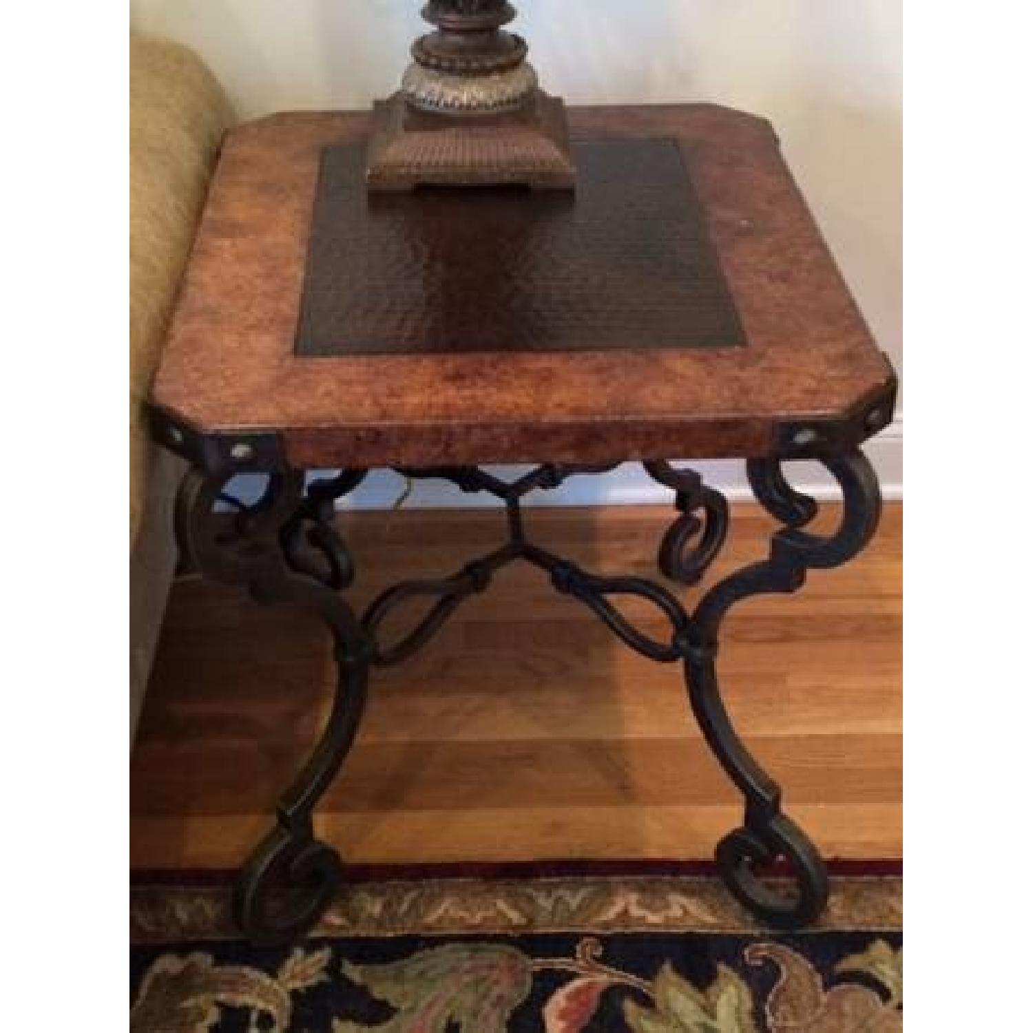 Wrought Iron & Copper Coffee Table + 2 End Tables - image-3