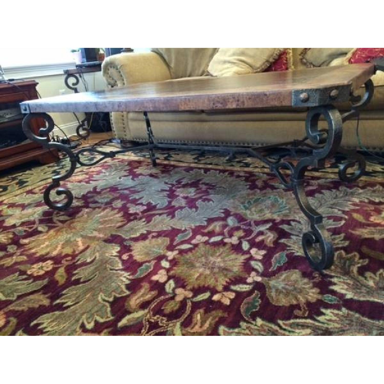 Wrought Iron & Copper Coffee Table + 2 End Tables - image-6