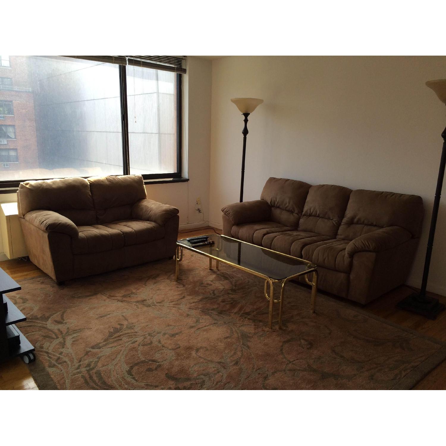 Ashley's Mocha Sofa and Love Seat Set - image-3
