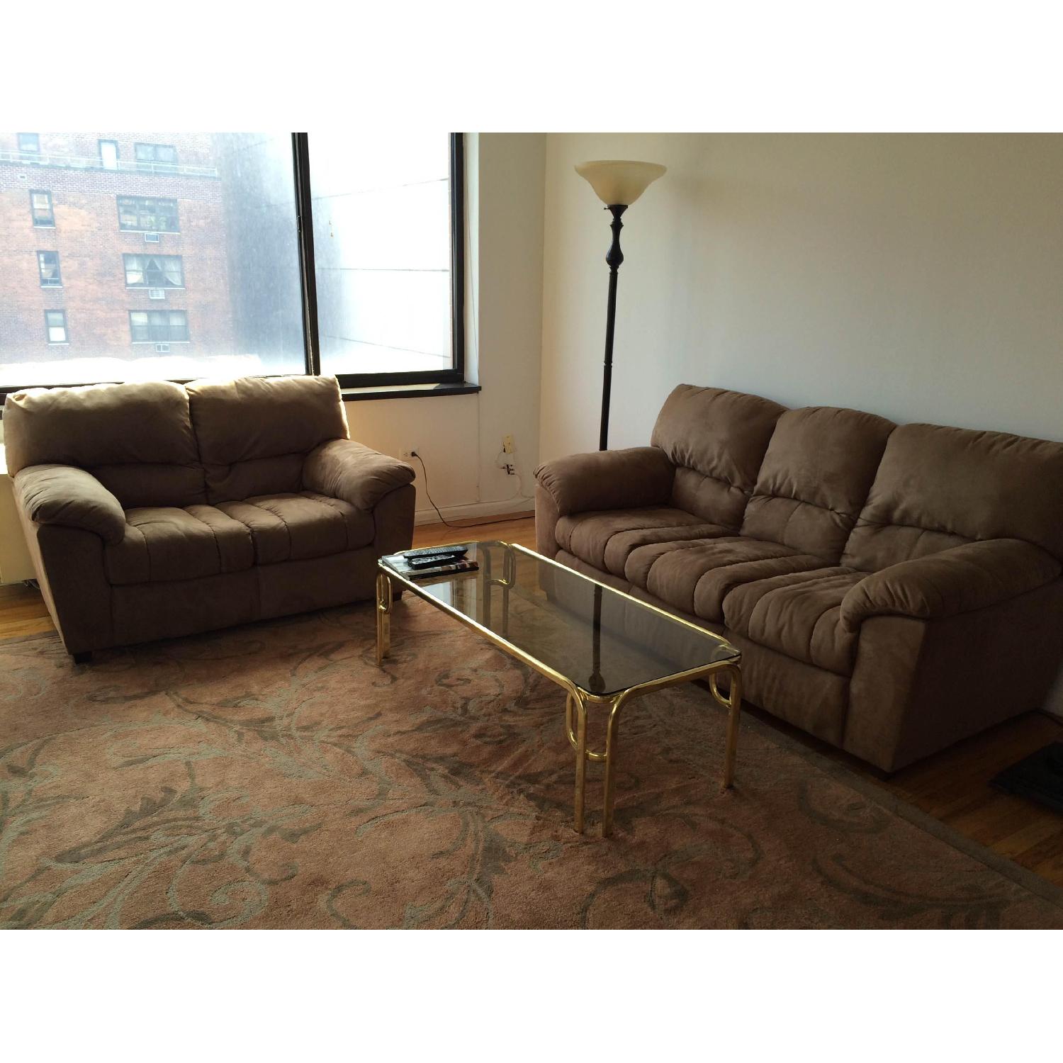 Ashley's Mocha Sofa and Love Seat Set - image-4