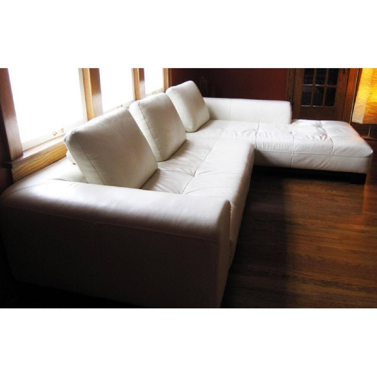 Z Gallerie White Leather Sectional Sofa AptDeco