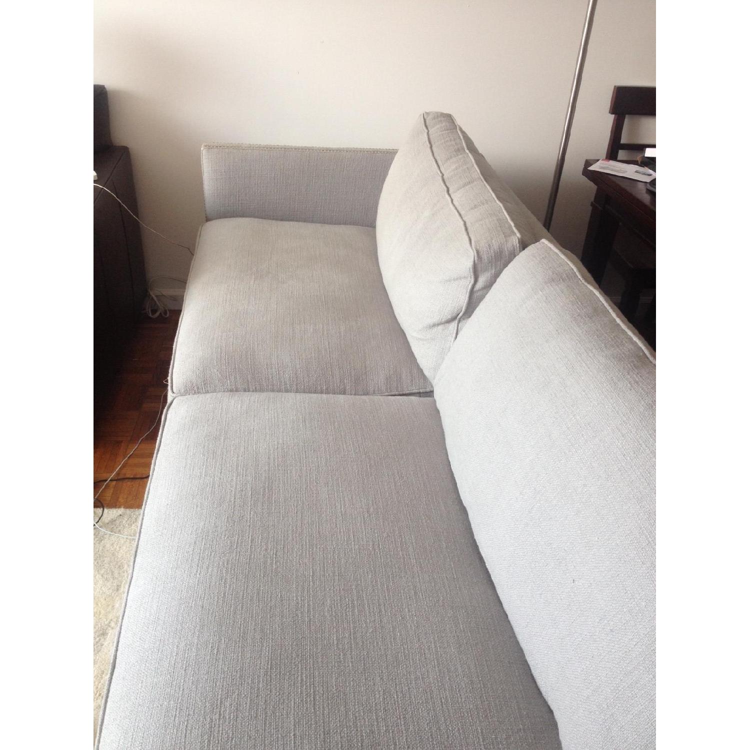 Arhaus Light Blue/Grey Fabric Sofa w/ Nailhead Trim - image-7