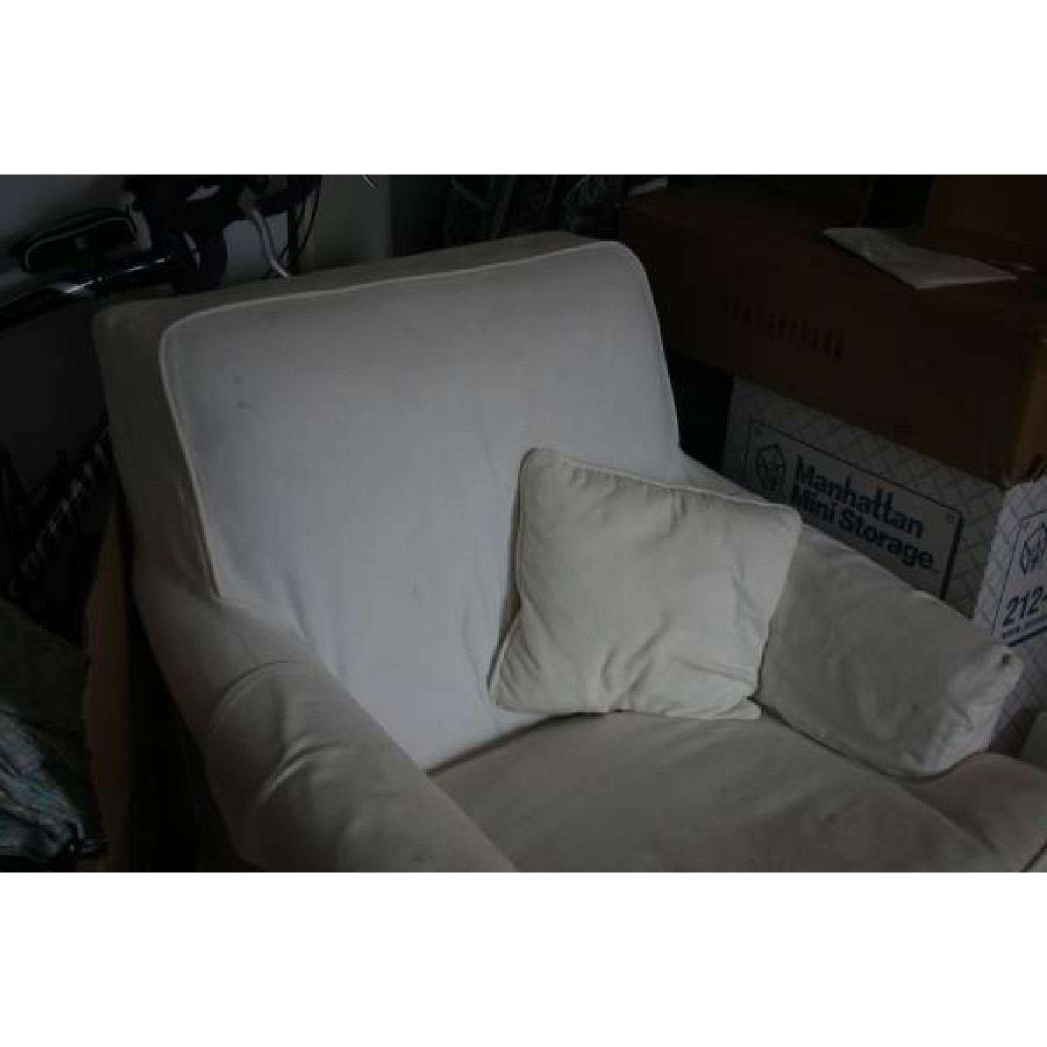 Stuffed Upholstered White Arm Chair - image-3