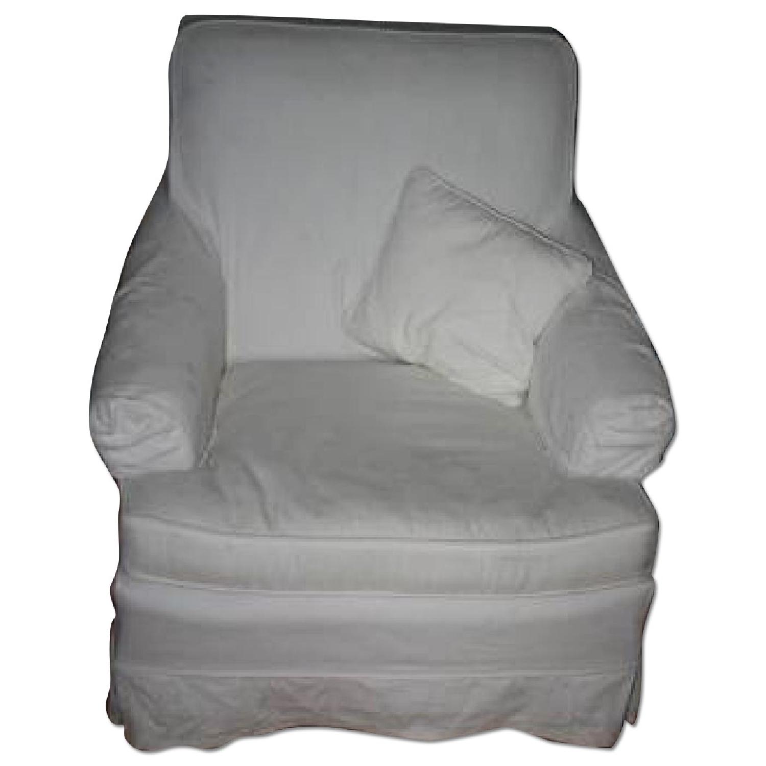 Stuffed Upholstered White Arm Chair - image-0