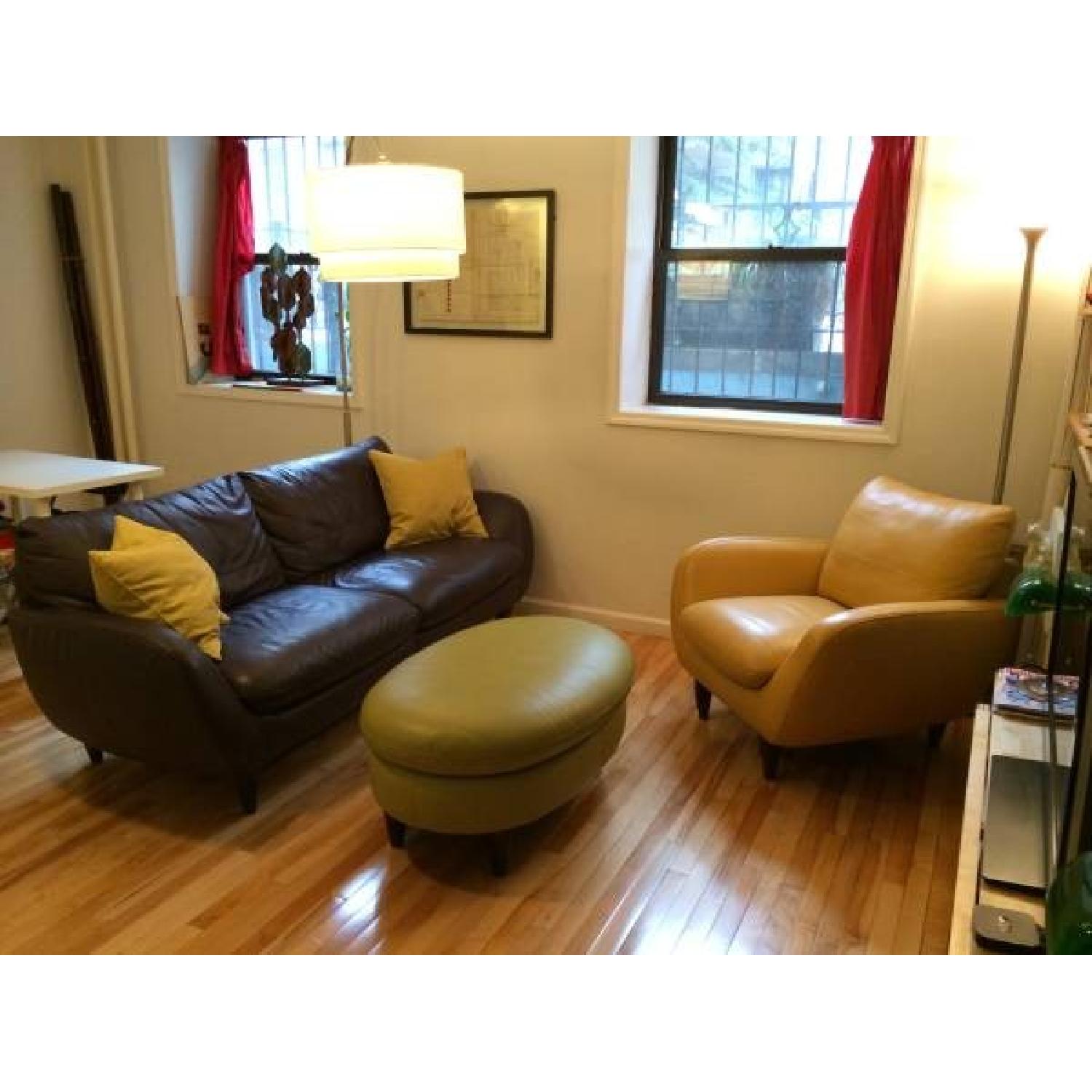 Natuzzi Italia Leather Astro Oval Ottoman - image-1