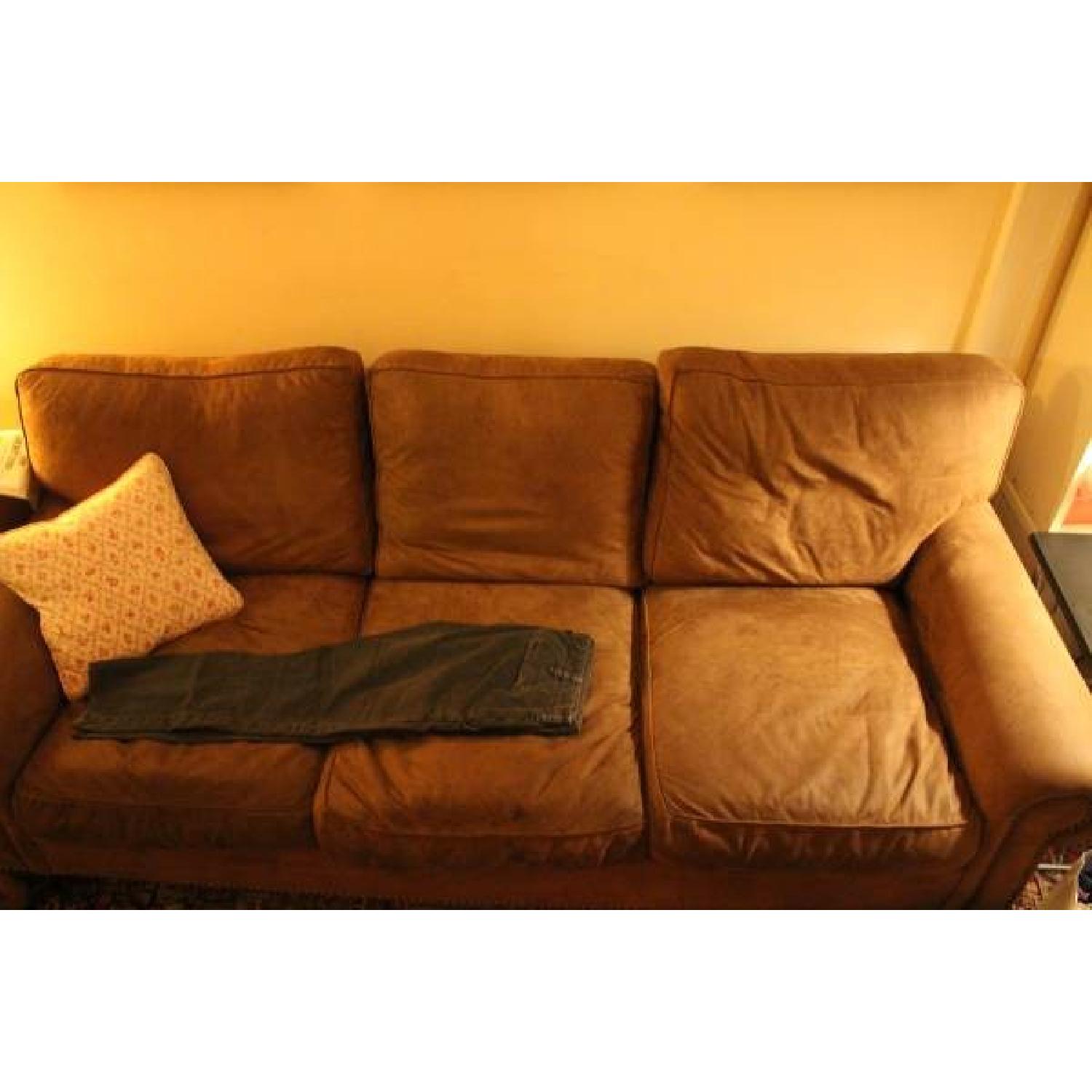 Brown Microsuede Couch - image-1