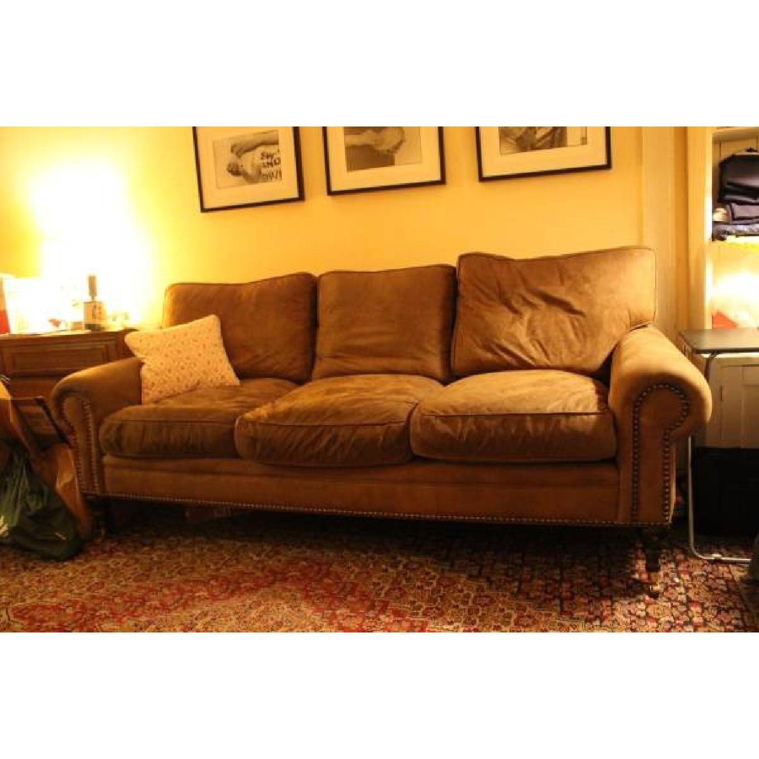 Brown Microsuede Couch - image-2