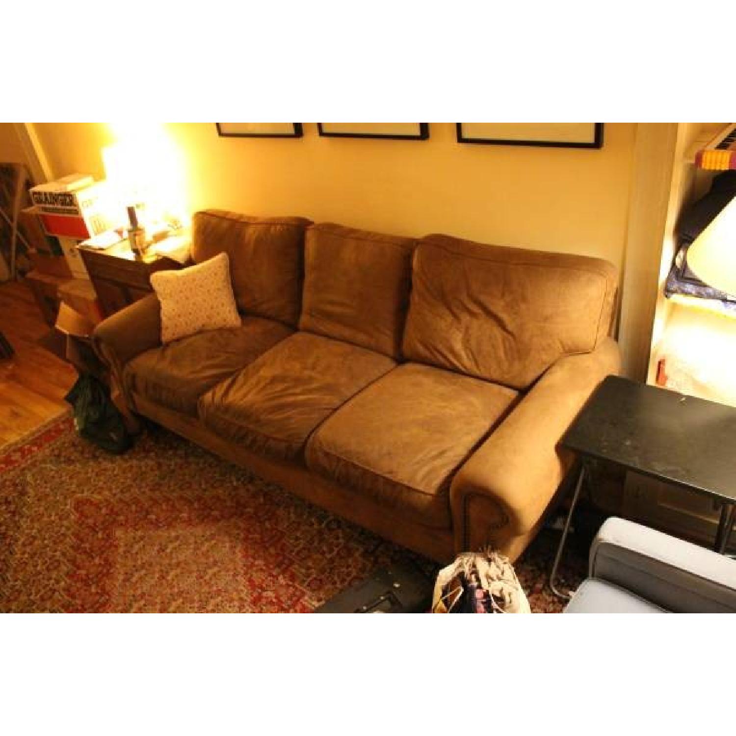 Brown Microsuede Couch - image-4