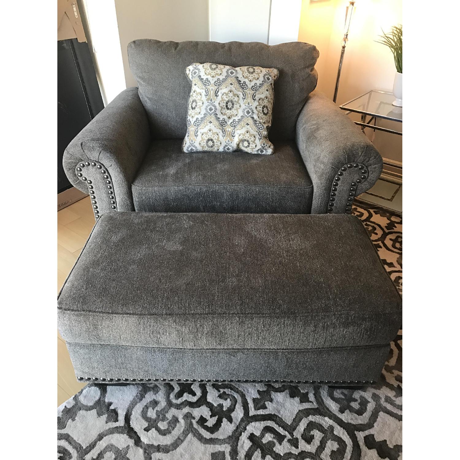 Benchcraft Emelen Collection Oversized Armchair & Ottomon - image-4