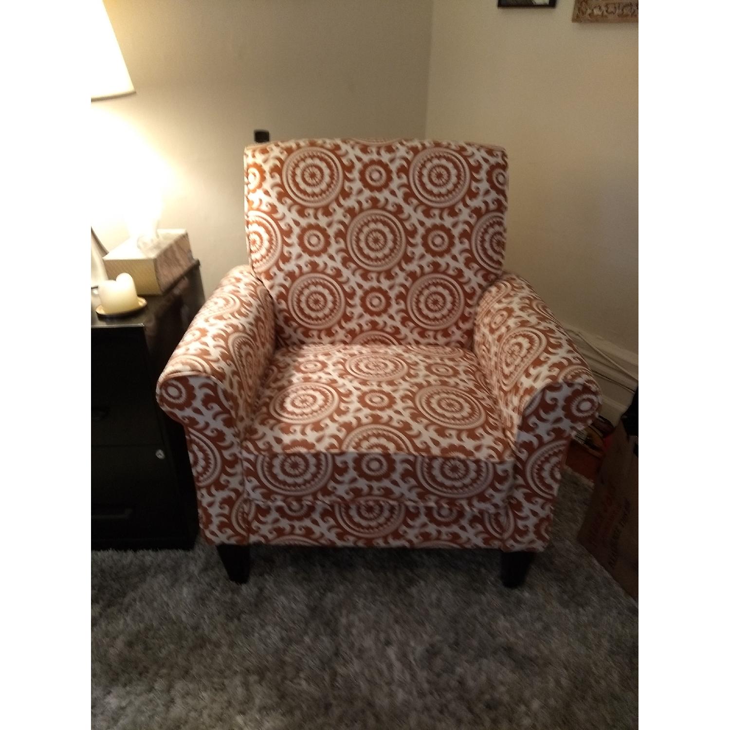 Handy Living Orange Pattern Accent Chair - image-1