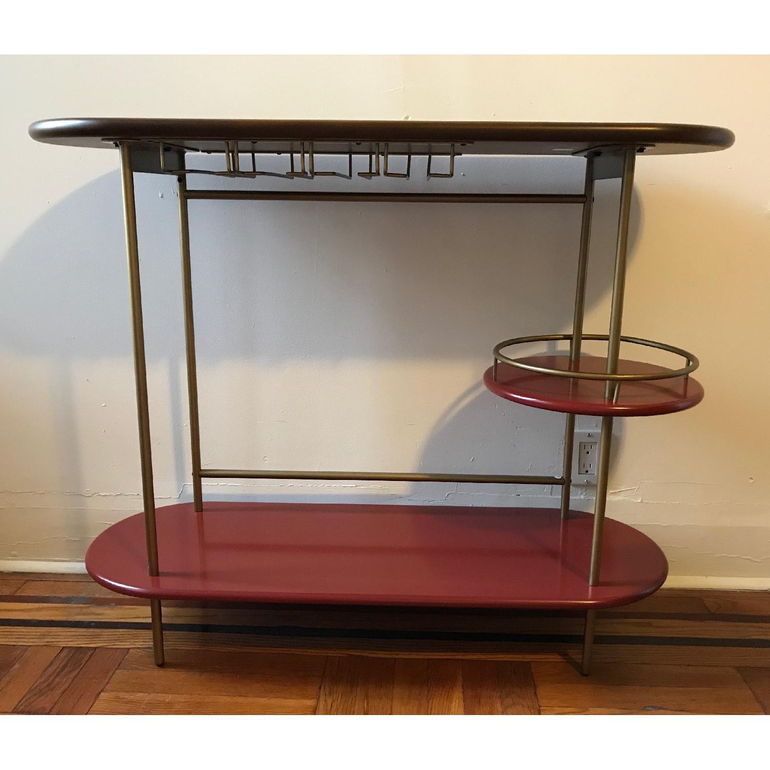 West Elm Red & Gold Tiered Bar Console - image-4