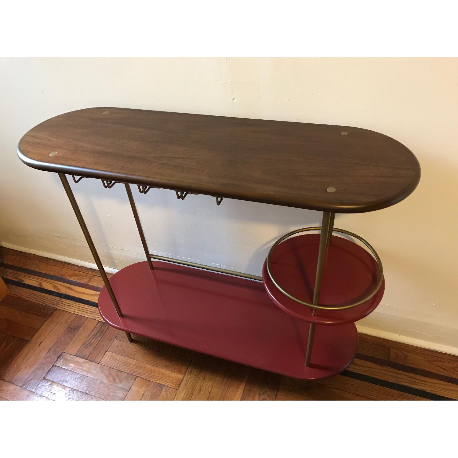 West Elm Red & Gold Tiered Bar Console - image-5