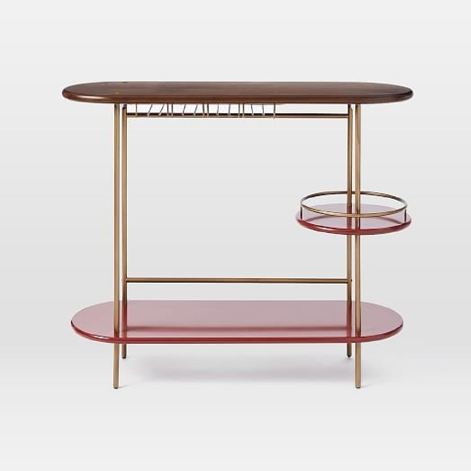 West Elm Red & Gold Tiered Bar Console - image-0