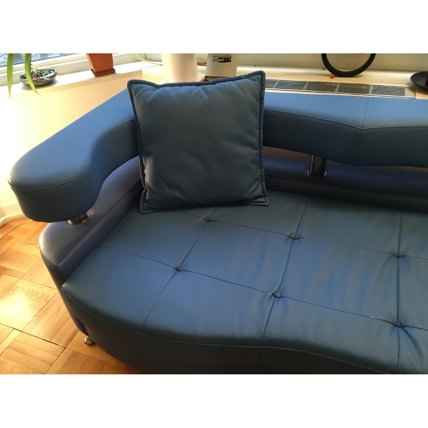 Custom Modern 3 Piece Sectional Sofa in Blue Leather - image-4