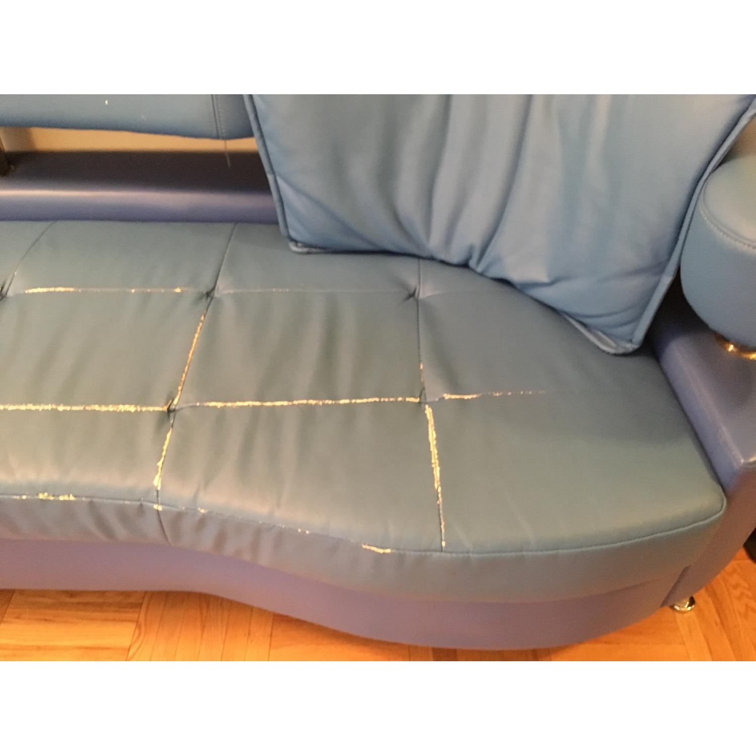Custom Modern 3 Piece Sectional Sofa in Blue Leather - image-8