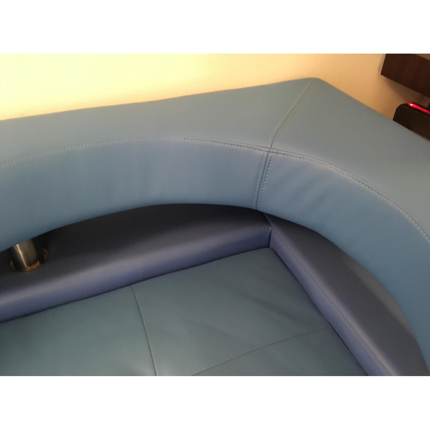 Custom Modern 3 Piece Sectional Sofa in Blue Leather - image-9