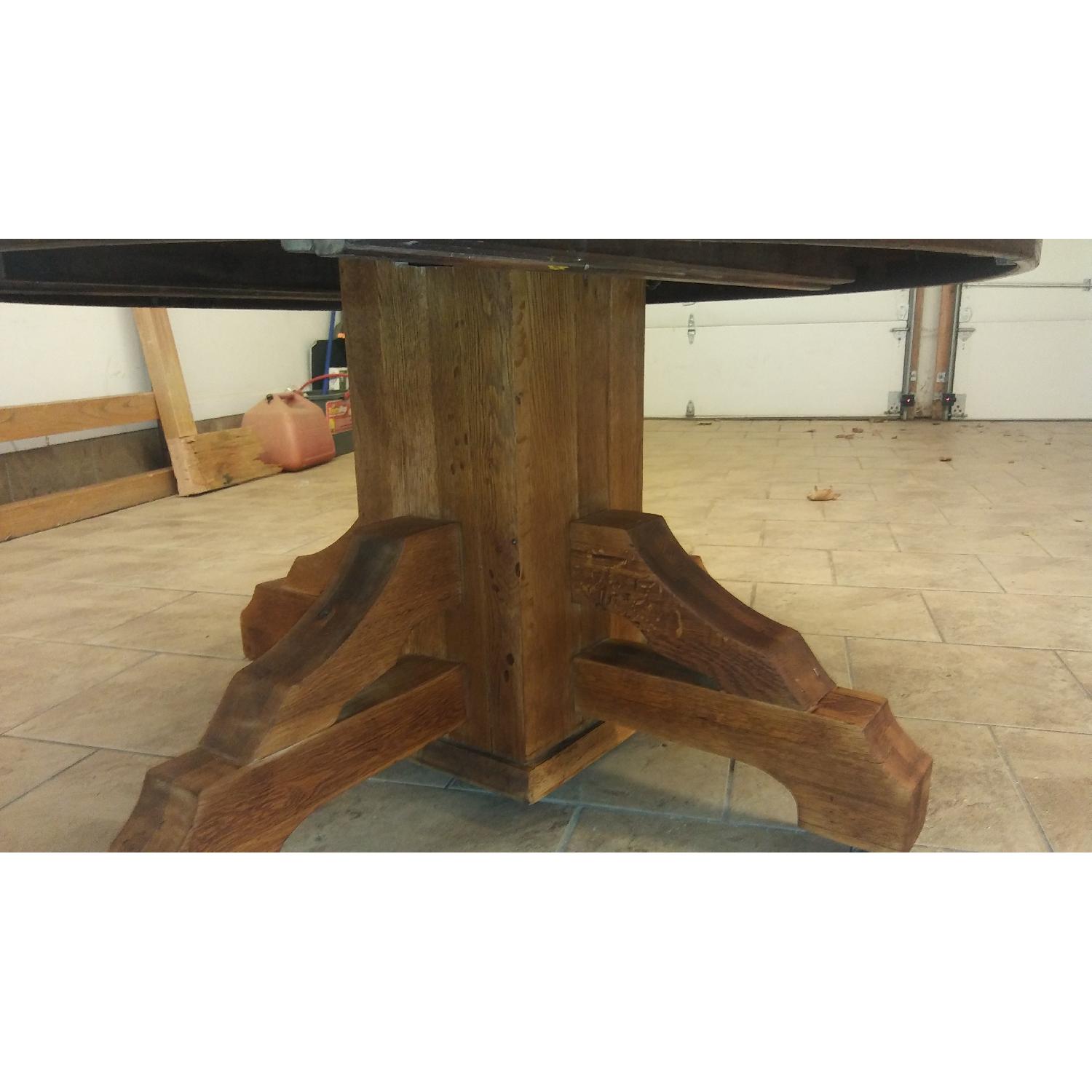 Antique Multi Stained Round Solid Wood Table - AptDeco
