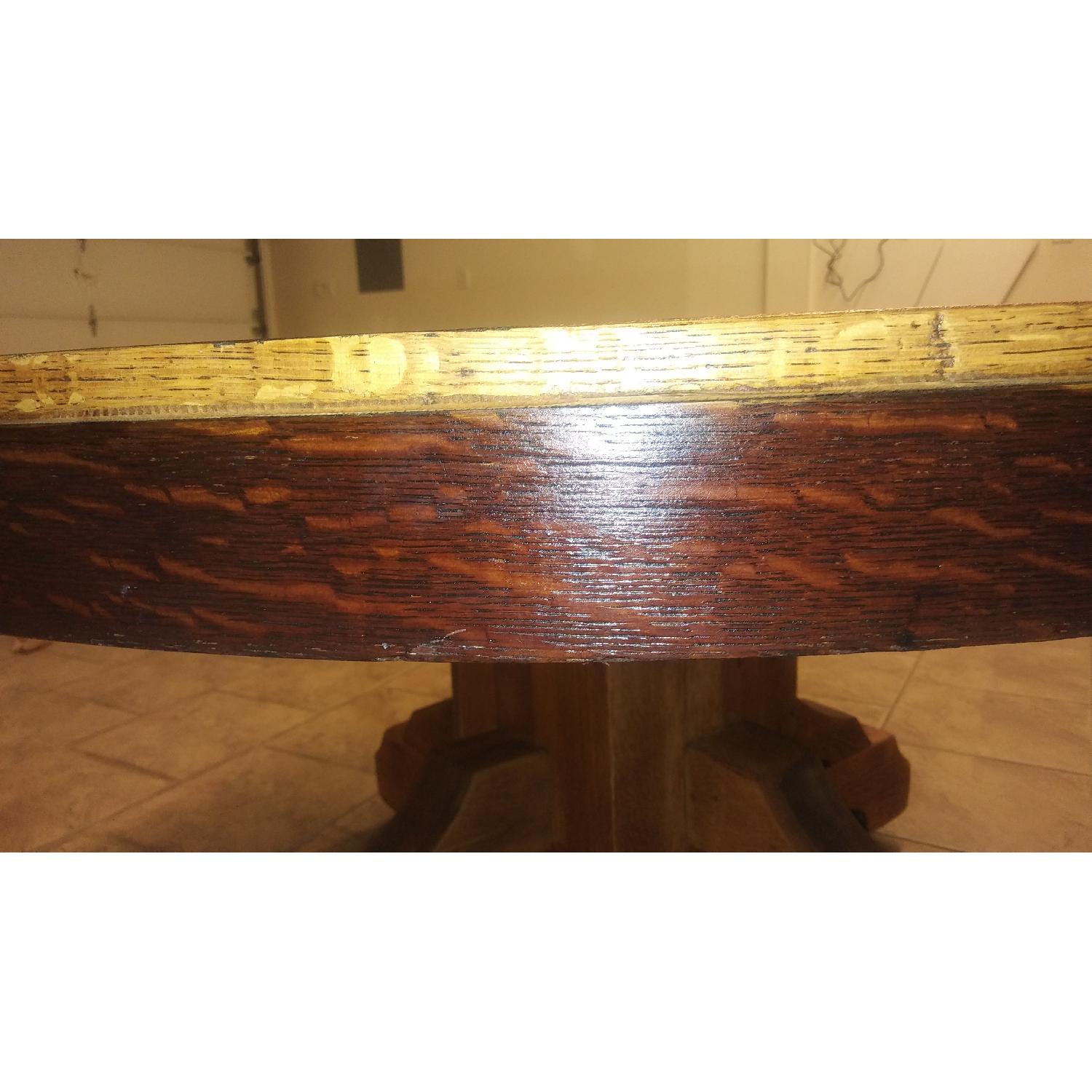 Antique Multi Stained Round Solid Wood Table - AptDeco