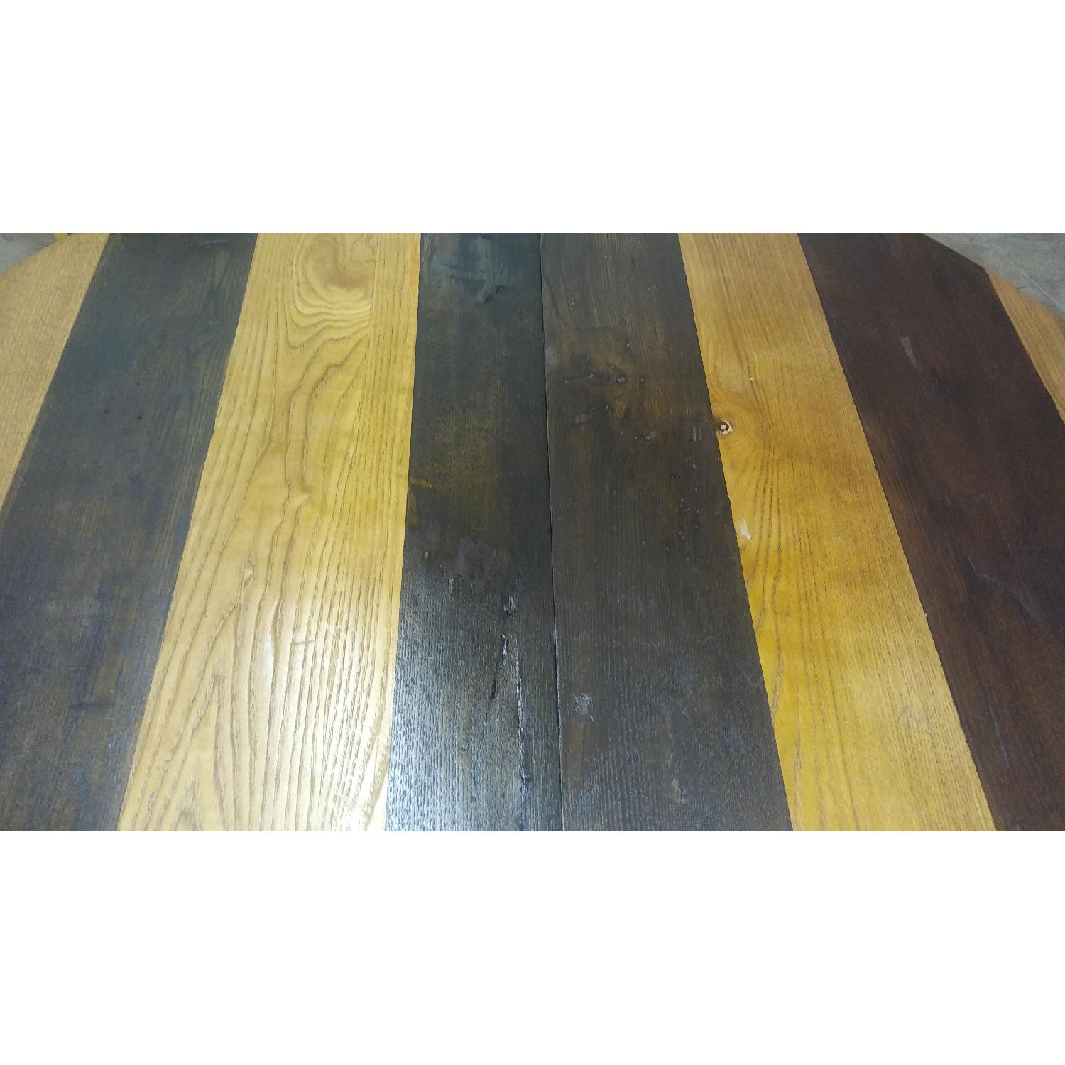 Antique Multi Stained Round Solid Wood Table - AptDeco