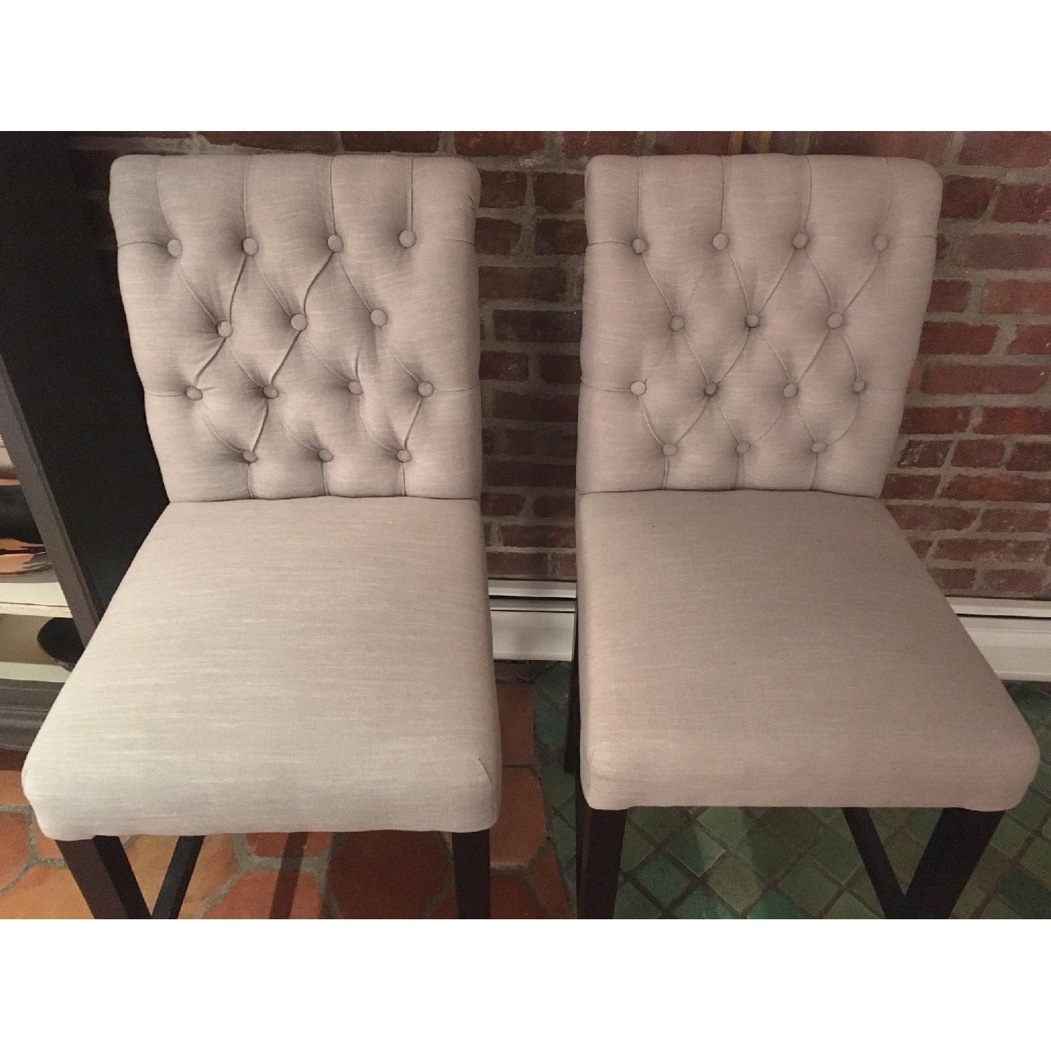 World Market Harper Light Gray Tufted Fabric Bar Stool AptDeco