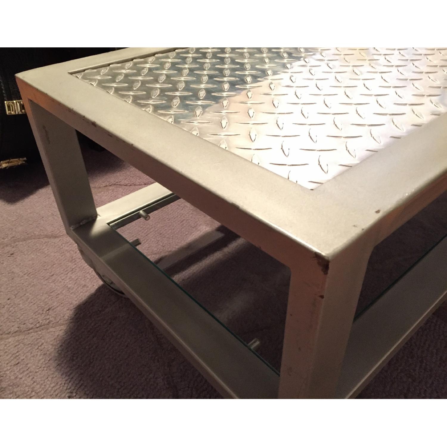 Industrial Metal & Glass Coffee Table AptDeco