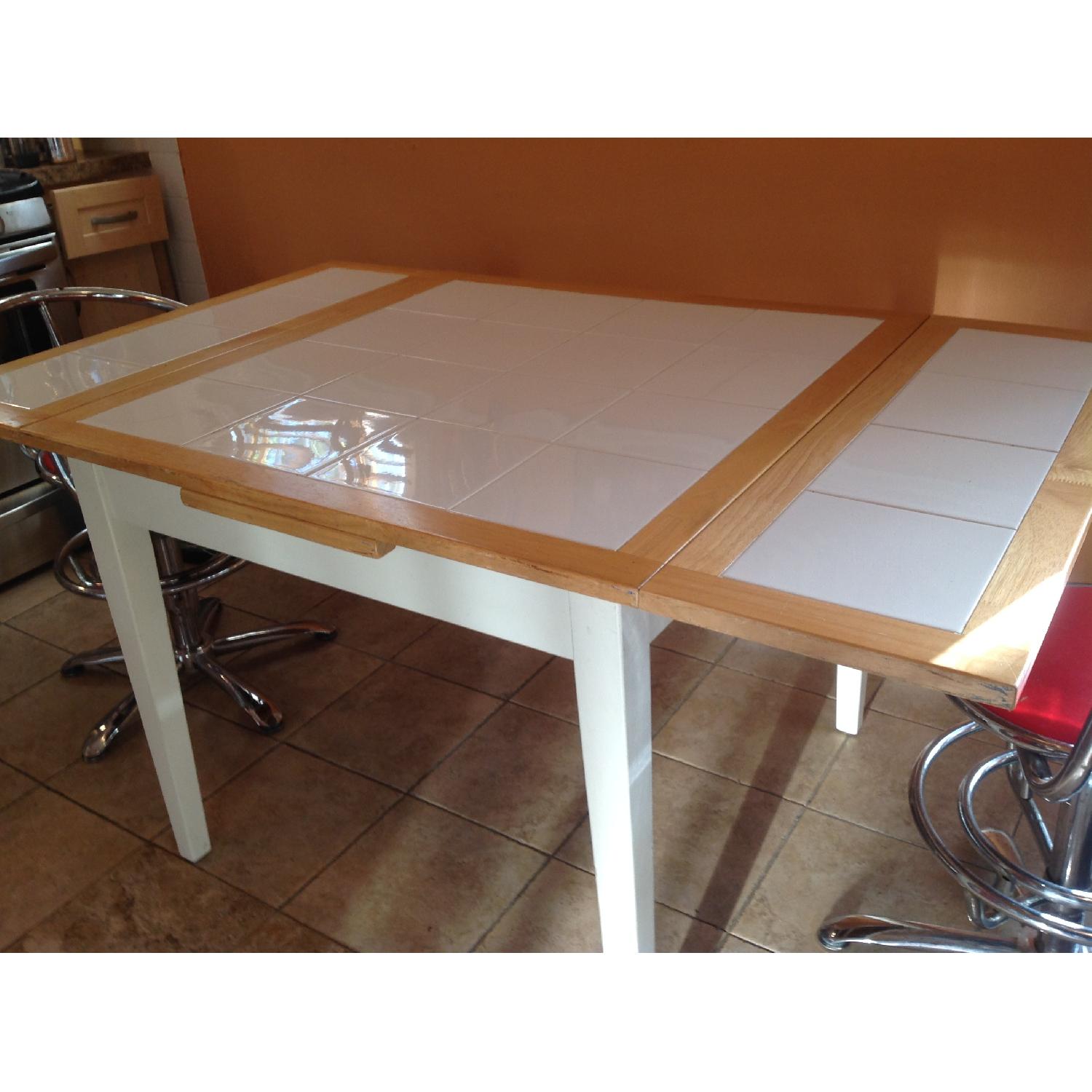 Wood & Tile w/ Extendable Leaves Kitchen Table - image-4
