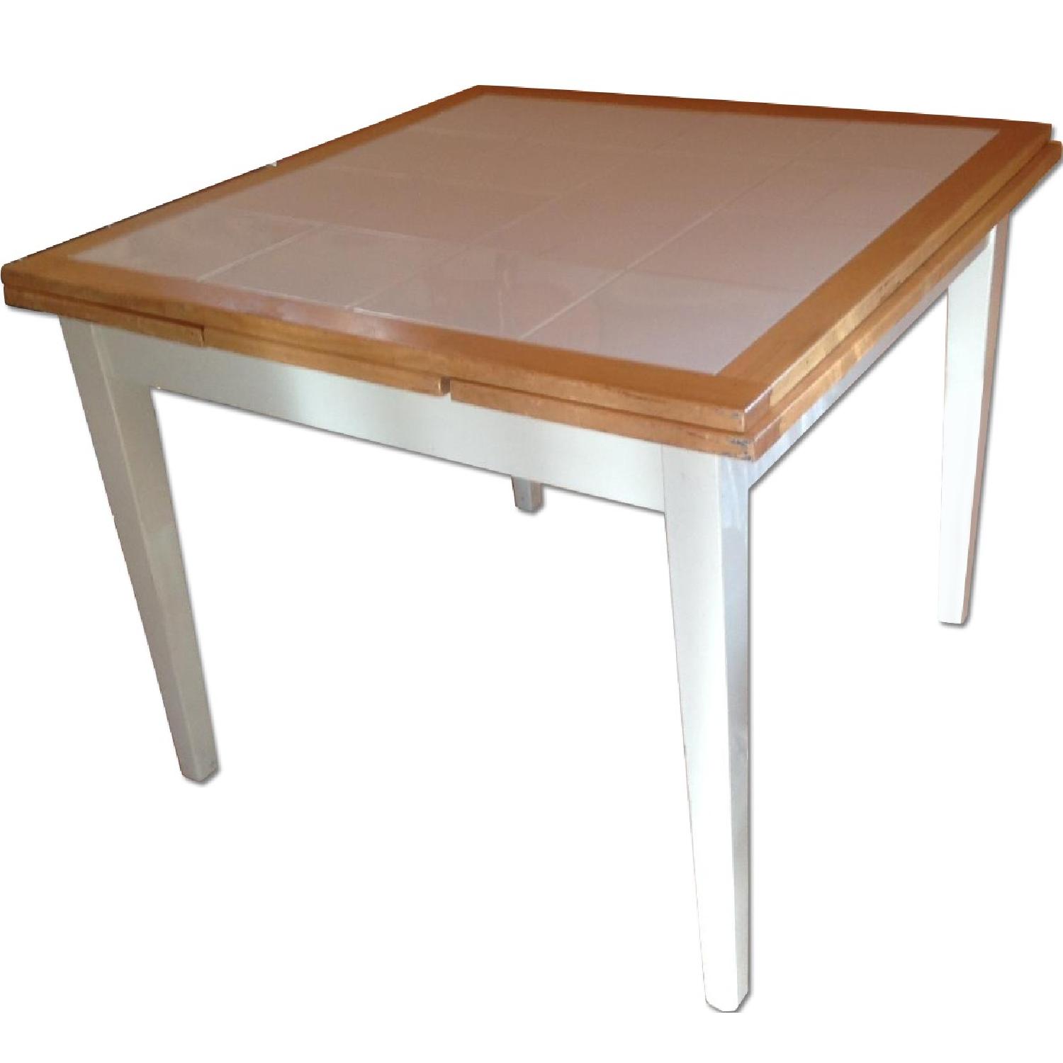 Wood & Tile w/ Extendable Leaves Kitchen Table - image-0