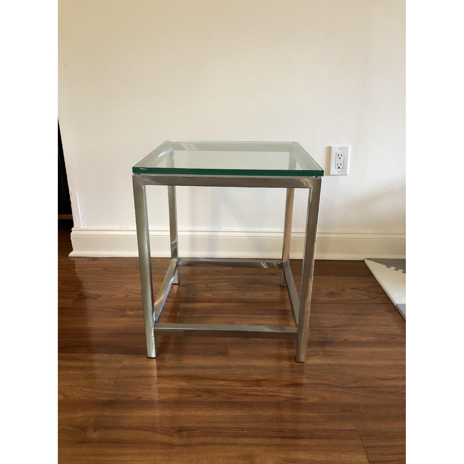 Crate & Barrel Era Glass Side Table - image-1
