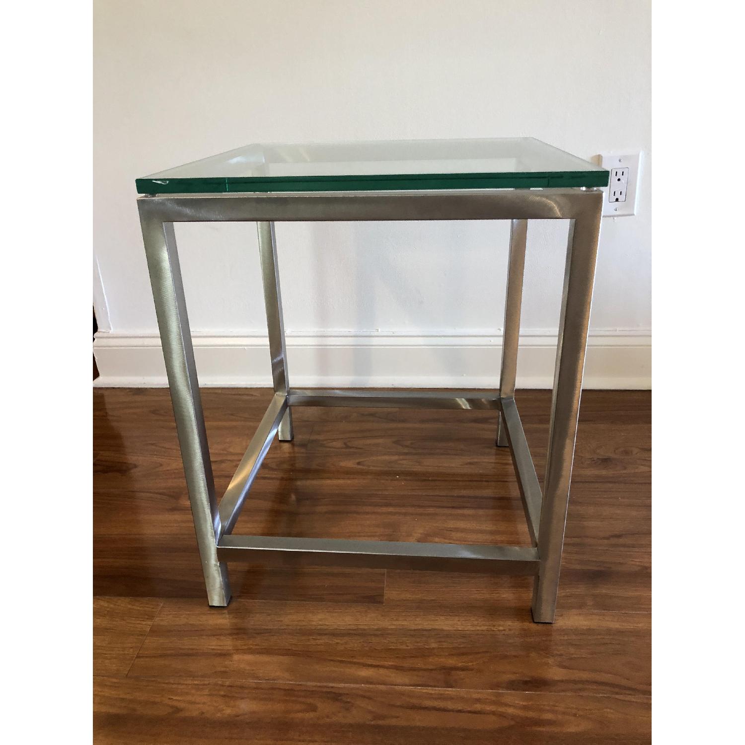 Crate & Barrel Era Glass Side Table AptDeco