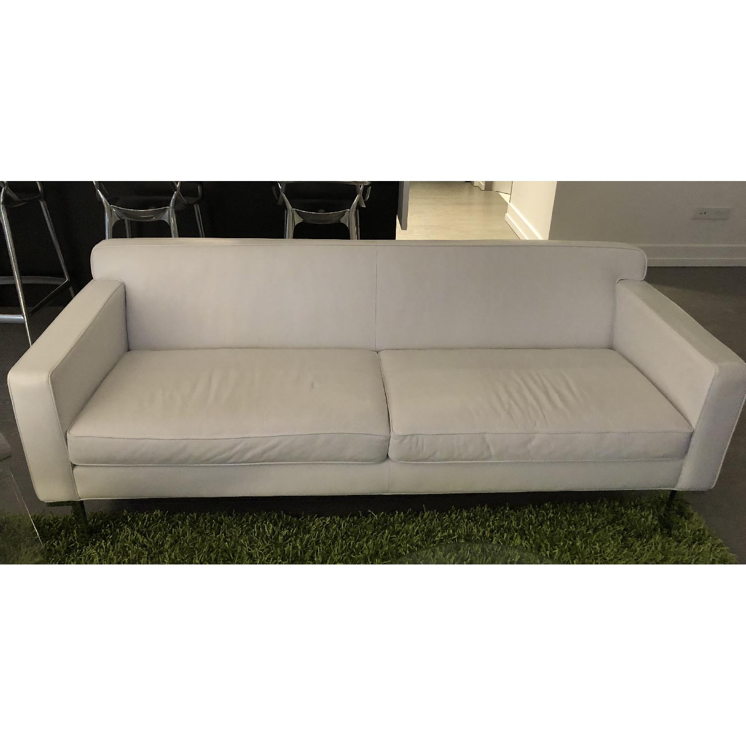 Design Within Reach White Leather Couch - image-1