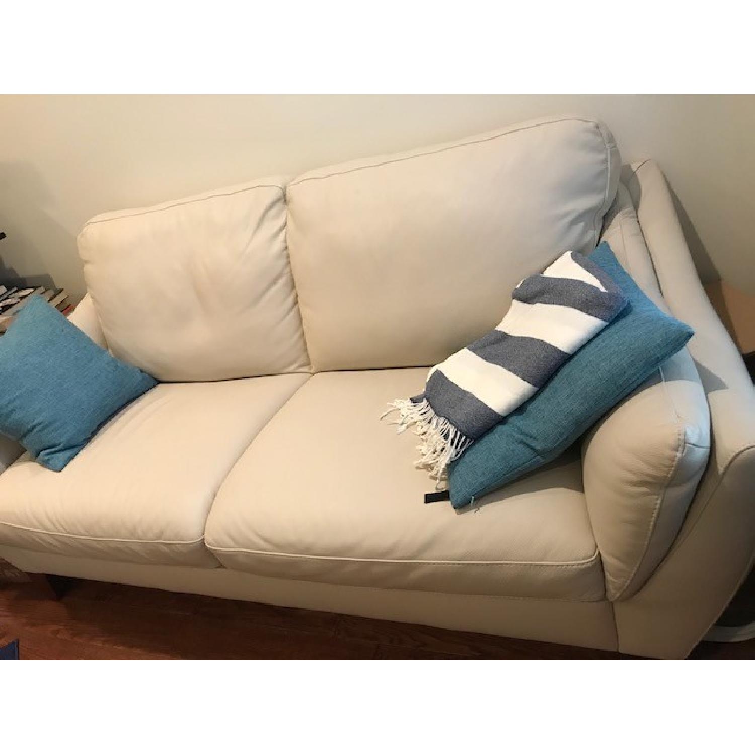 Raymour & Flanigan Ivory Leather Sofa - image-2