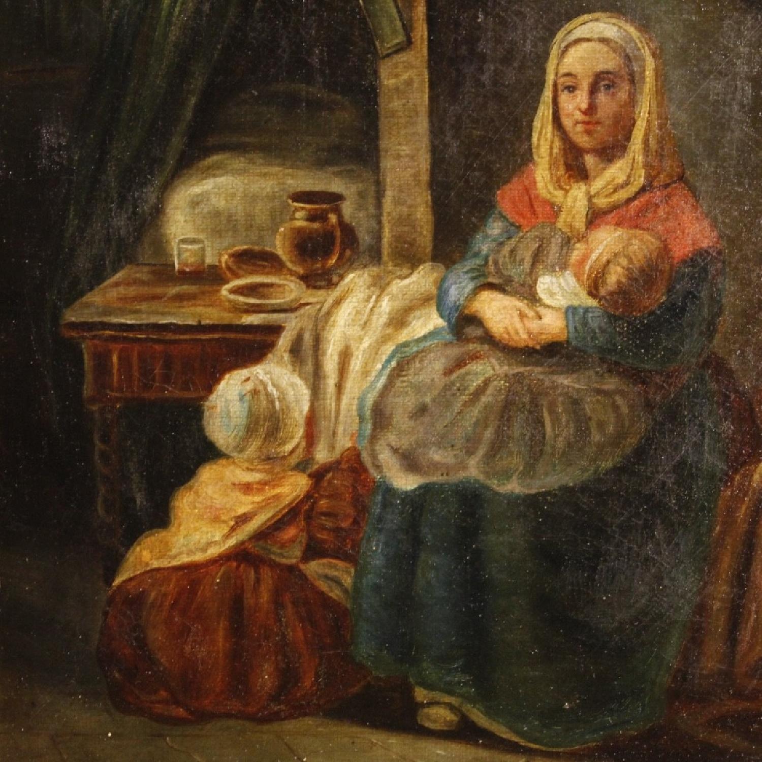 19th Century French Interior Scene Painting - image-1