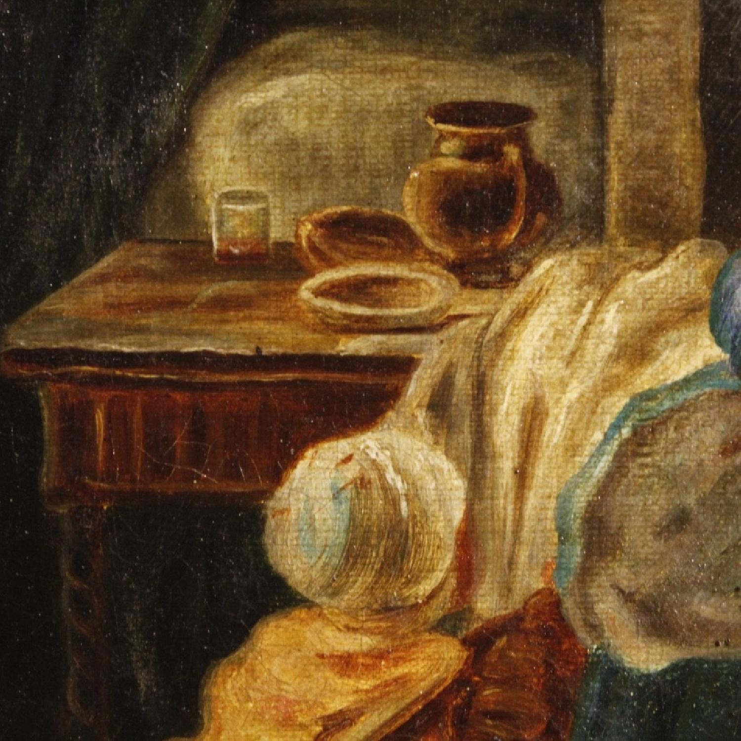 19th Century French Interior Scene Painting - image-4