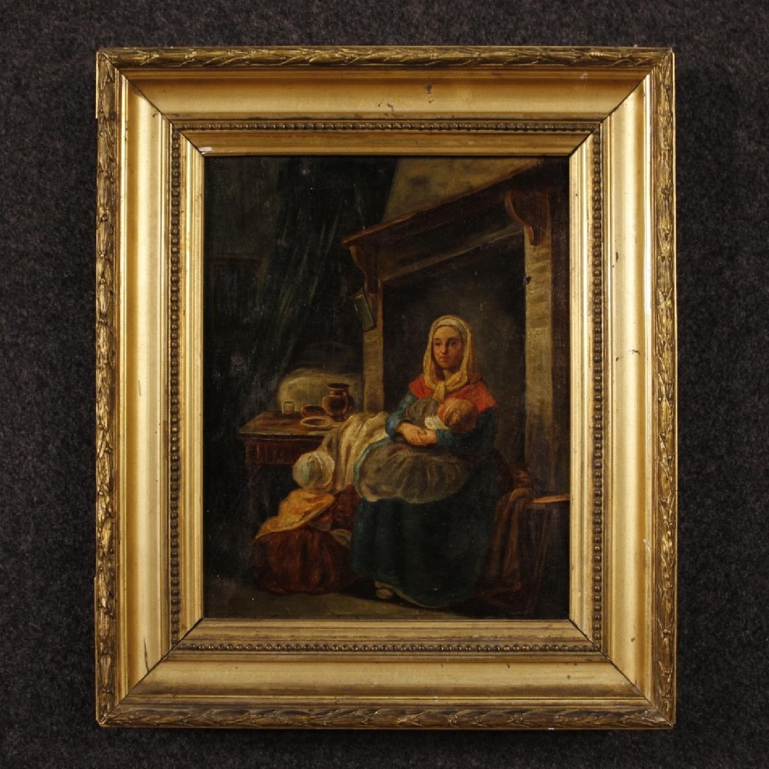 19th Century French Interior Scene Painting - image-5