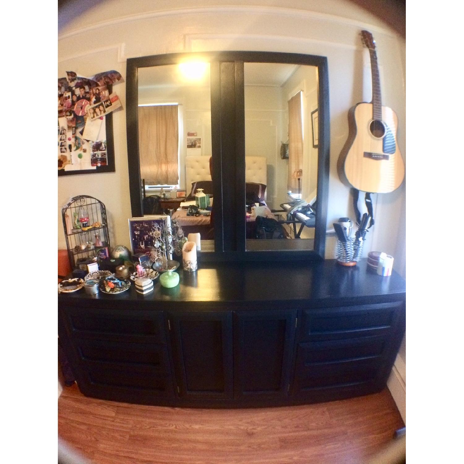 Thomasville 9 Drawer Black Dresser w/ Mirror - image-1