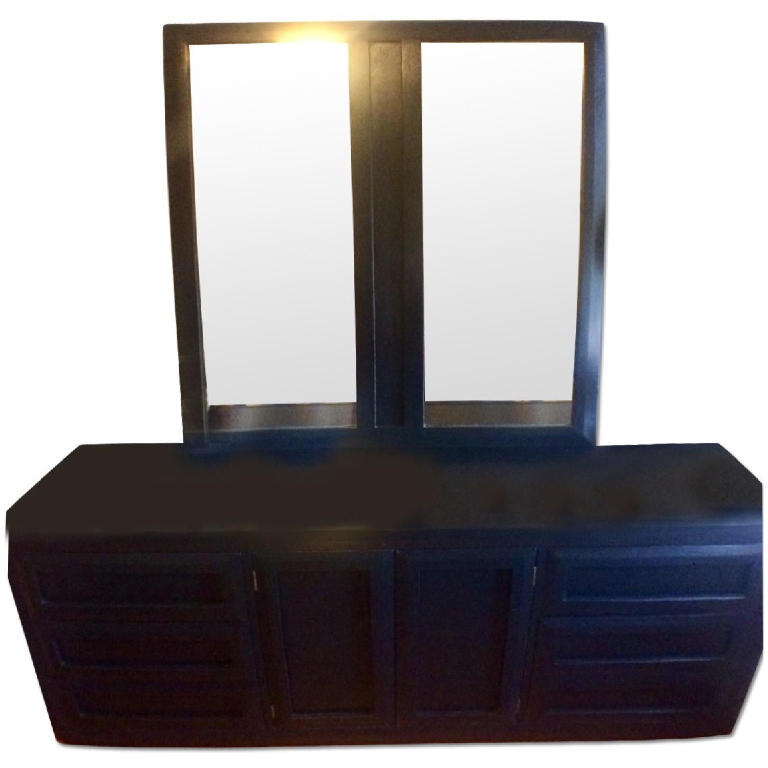 Thomasville 9 Drawer Black Dresser w/ Mirror - image-0