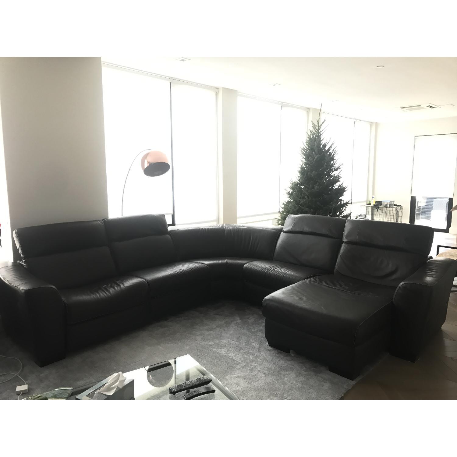 Macy's Dark Brown 5 Piece Leather Sectional Sofa AptDeco