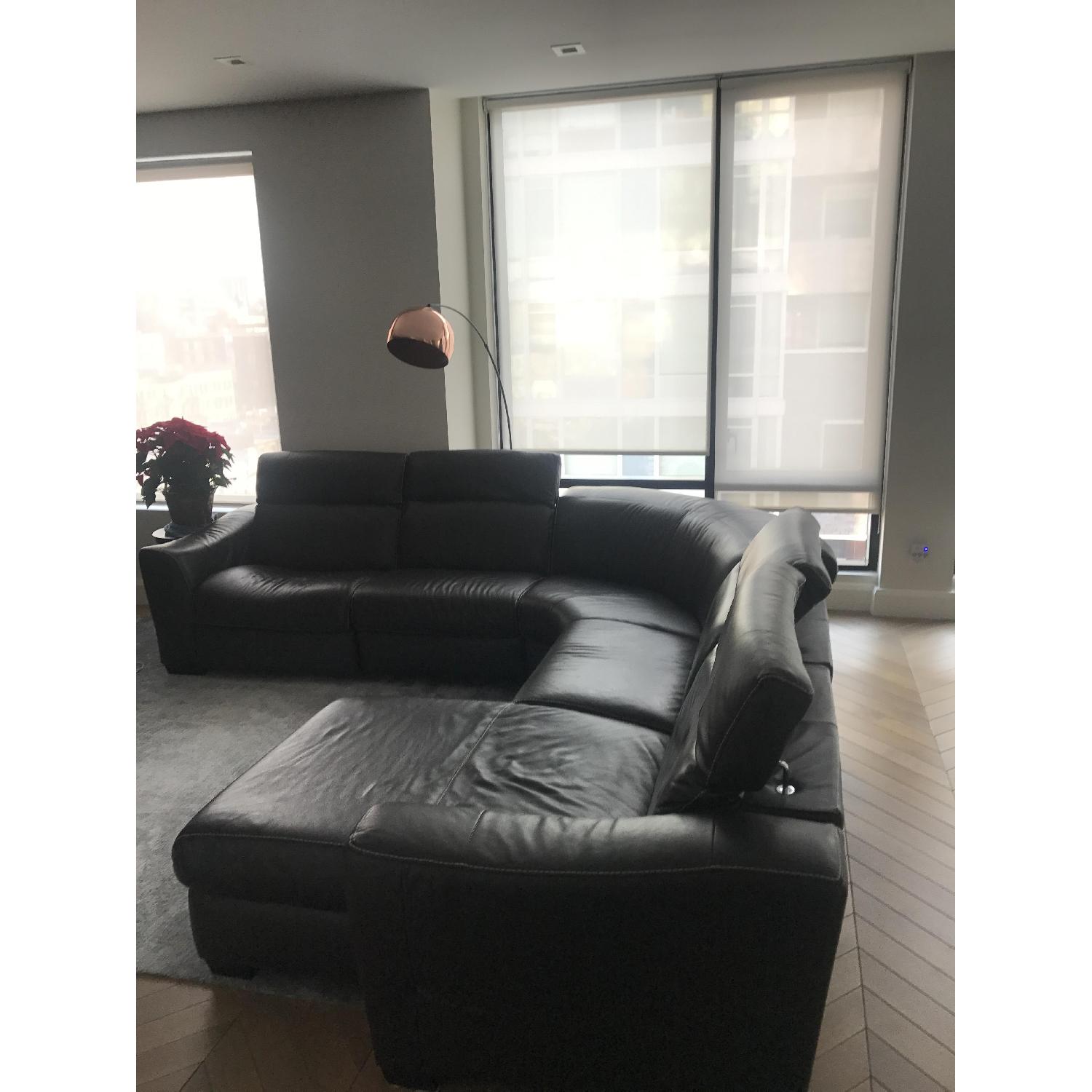 Macy's Dark Brown 5 Piece Leather Sectional Sofa AptDeco