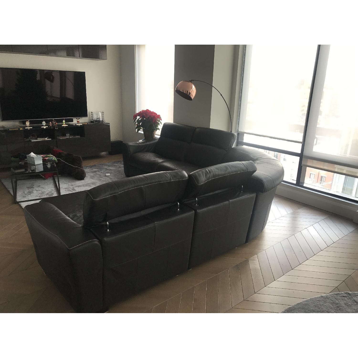 Macy's Dark Brown 5 Piece Leather Sectional Sofa AptDeco