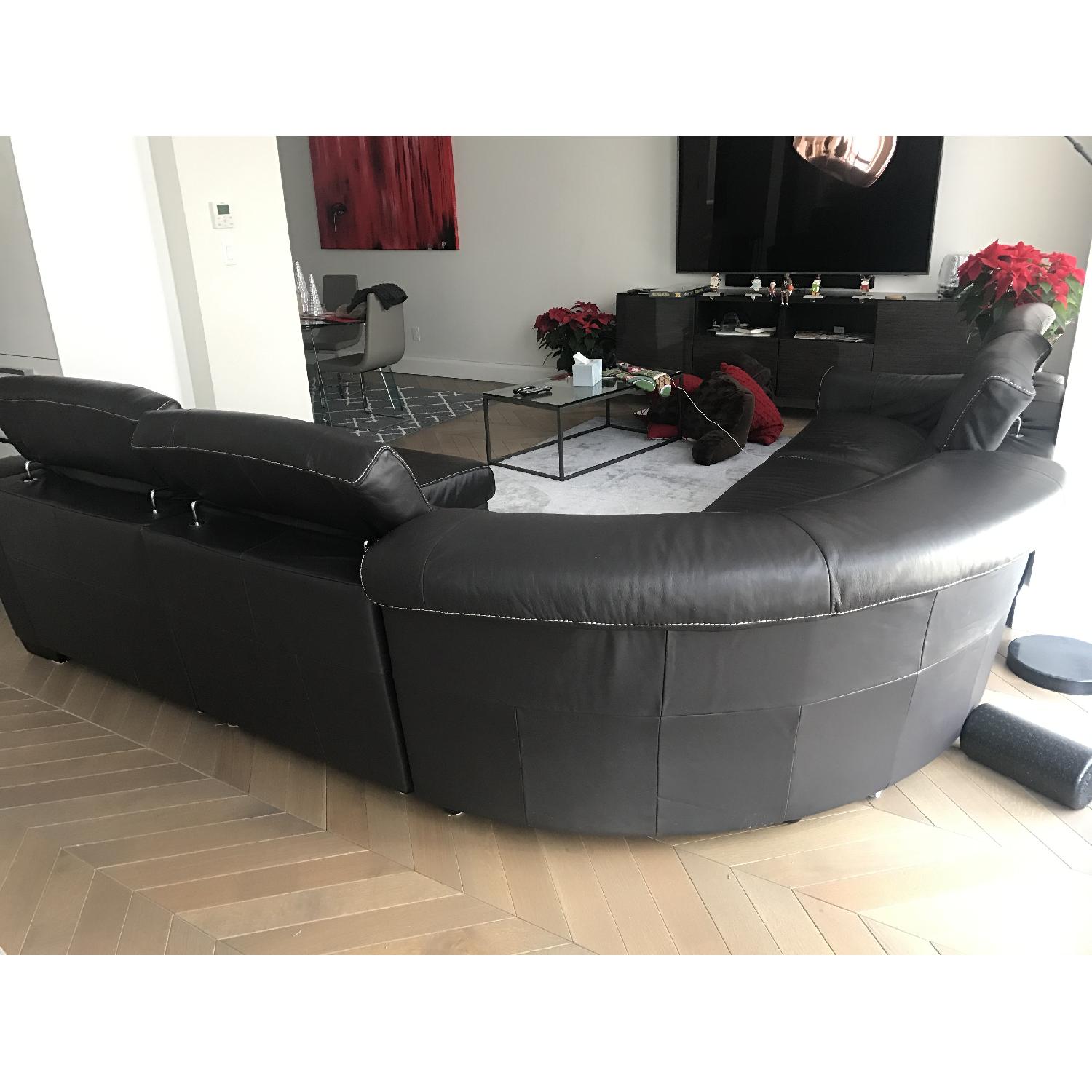 Macy's Dark Brown 5 Piece Leather Sectional Sofa AptDeco