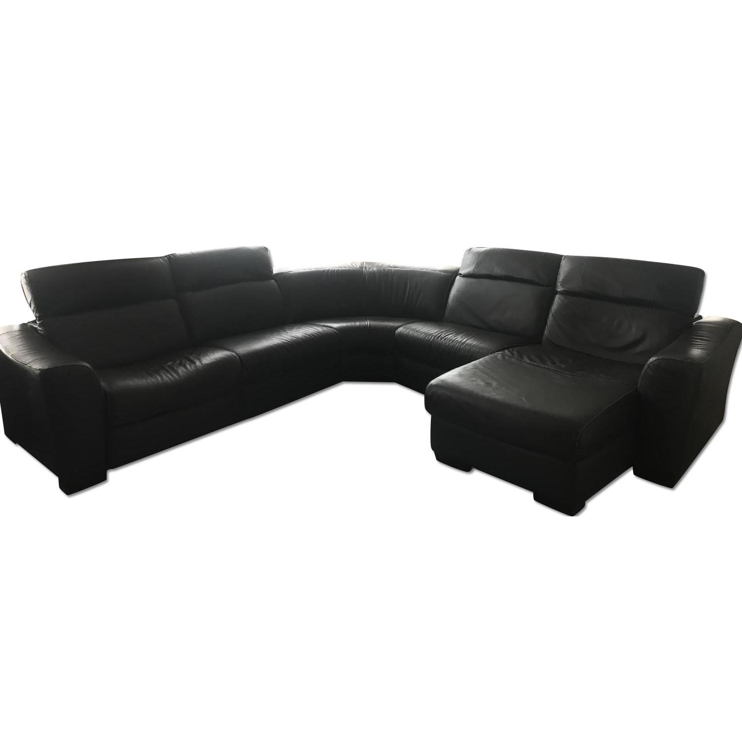 Macy's Dark Brown 5 Piece Leather Sectional Sofa AptDeco