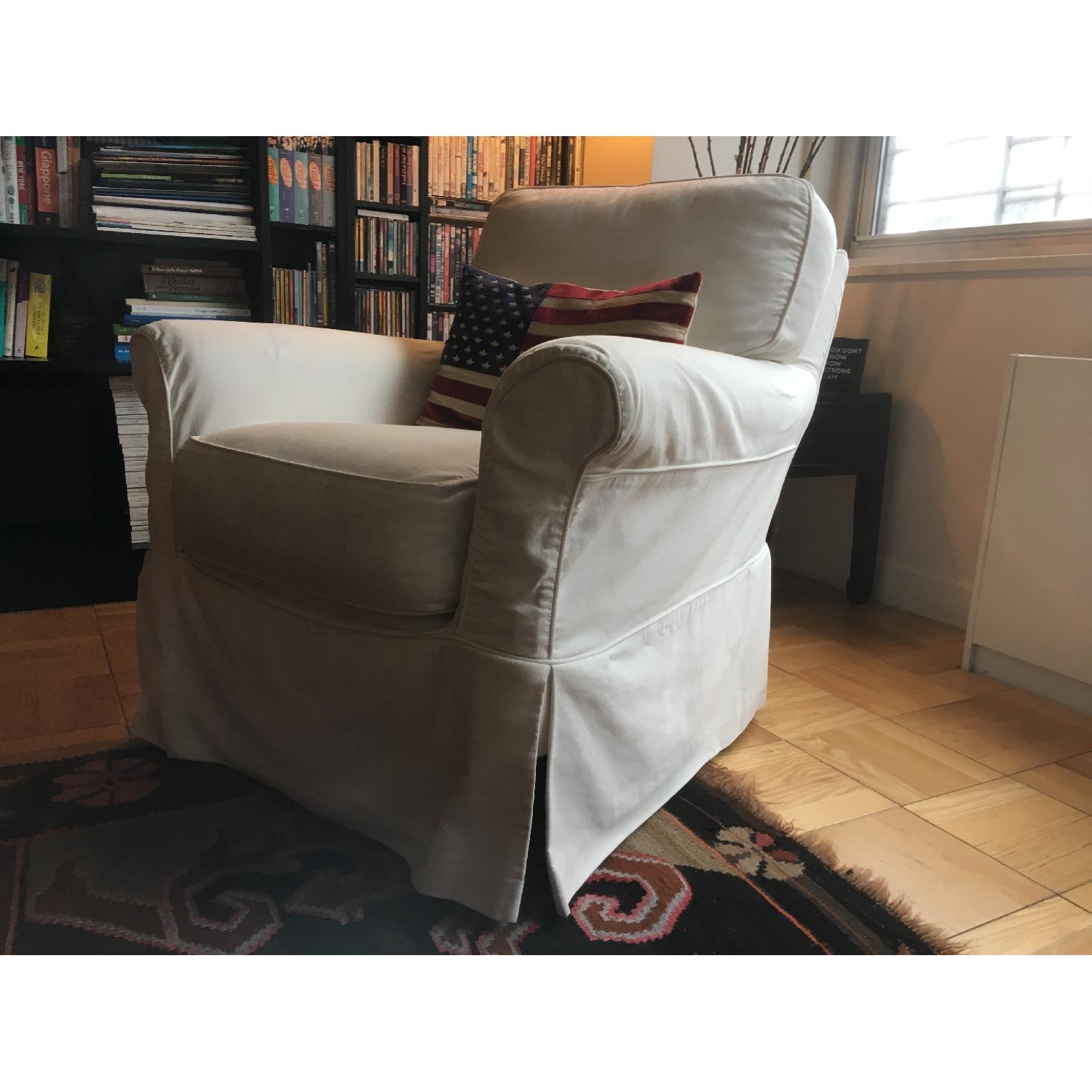 Crate & Barrel Harborside Slipcovered Swivel Glider Chair - image-3