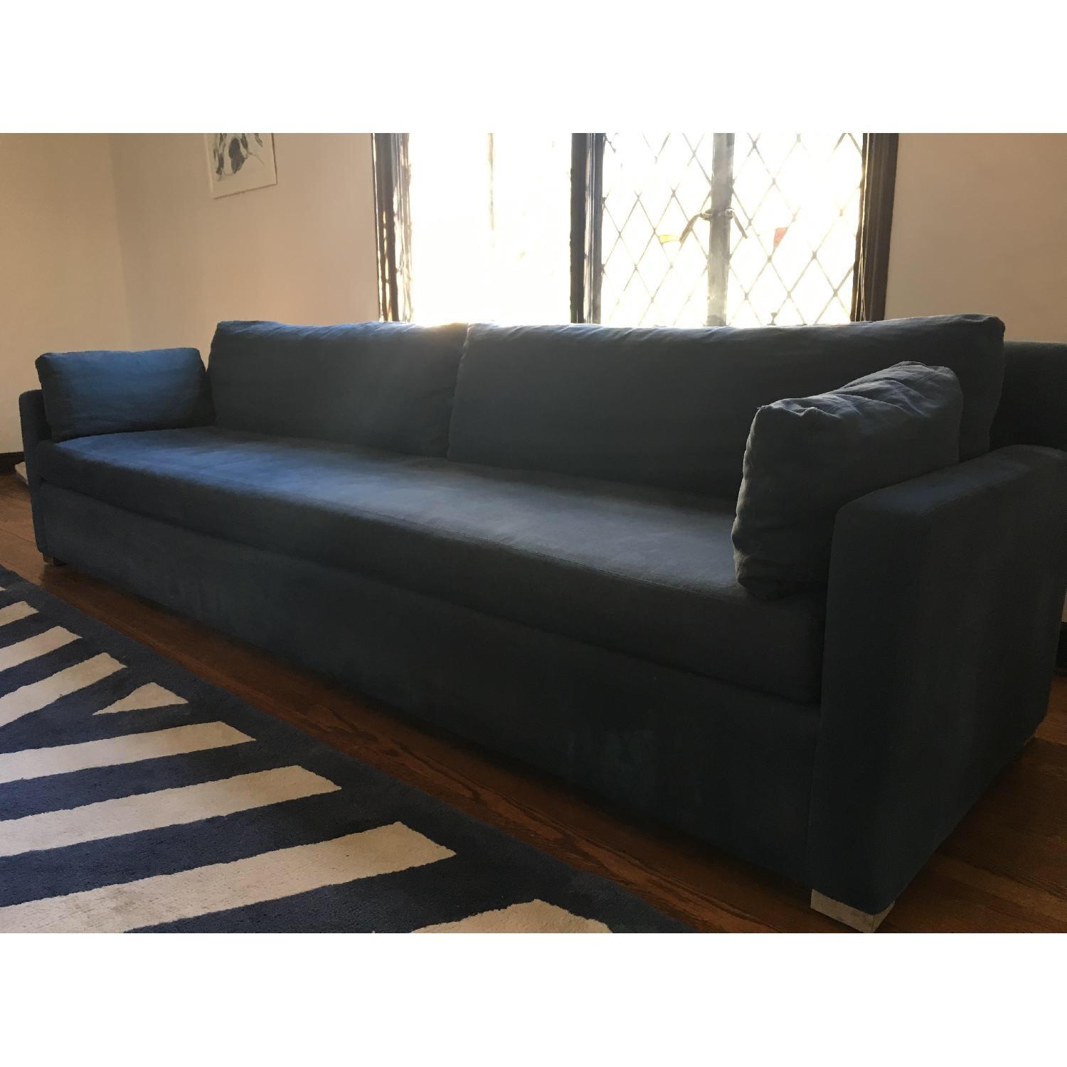 Restoration Hardware Indigo Blue Belgian Track Arm Sofa AptDeco