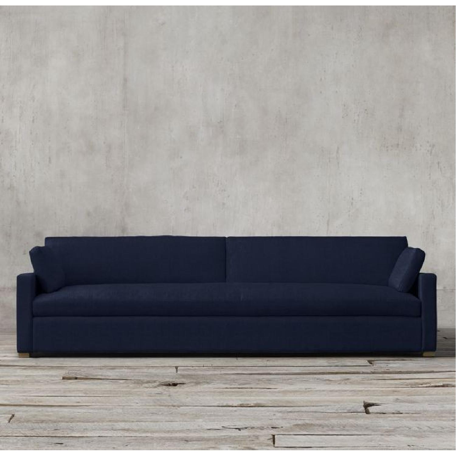 Restoration Hardware Indigo Blue Belgian Track Arm Sofa AptDeco